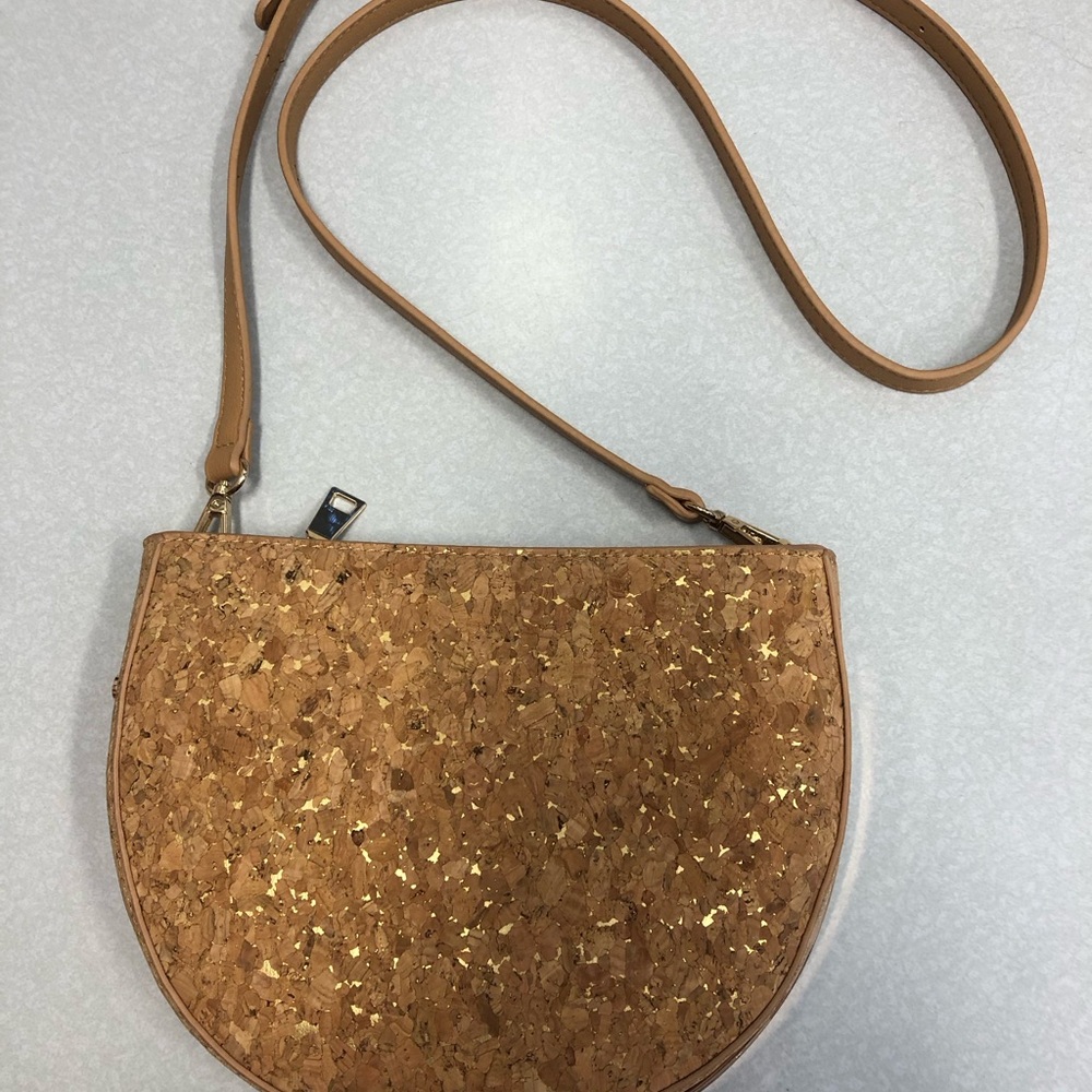 Madison West Tan Cork Crossbody with Gold Fleck